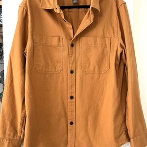 H&M Canvas Chore Shirt Mens M Camel Brown Cotton Twill Workwear Button Up
